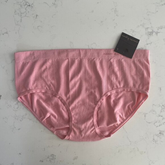 nanette lepore Nylon Spandex Ribbed Hipster Panties Bubble Gum Pink Sz L NWT - Picture 2 of 7
